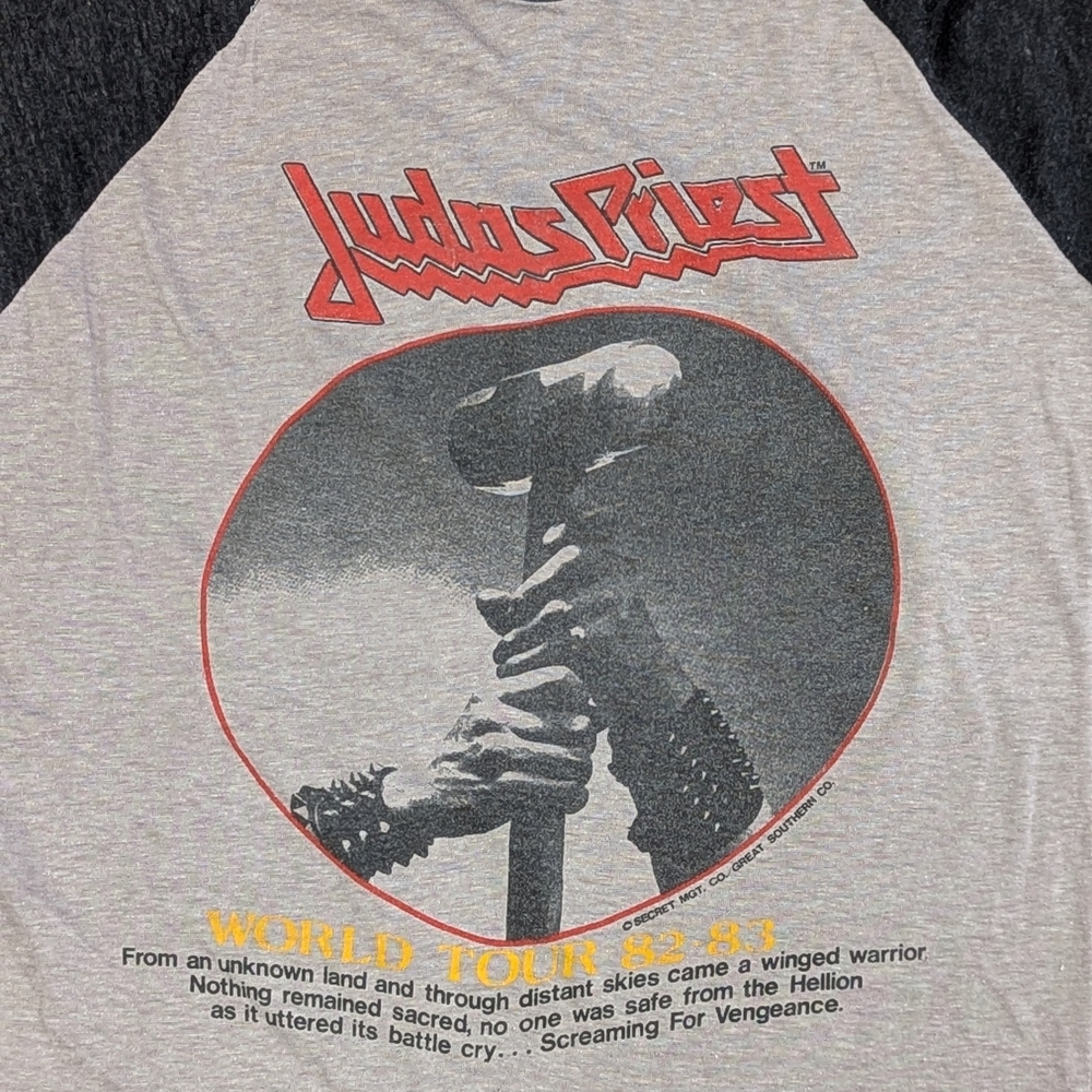 Vintage 80s Judas Priest Screaming Vengeance Tour Raglan Shirt - Picture 6 of 6